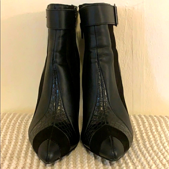 JUST FAB black stiletto pointed toe boots size 7.5 - Picture 1 of 7